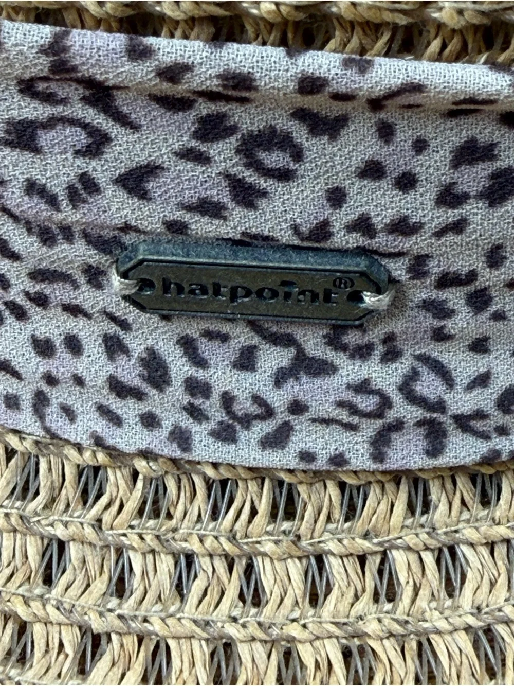 Hatpoint Wide Brim Straw Sun Hat Leopard Tie Boho Beach Resort Chic